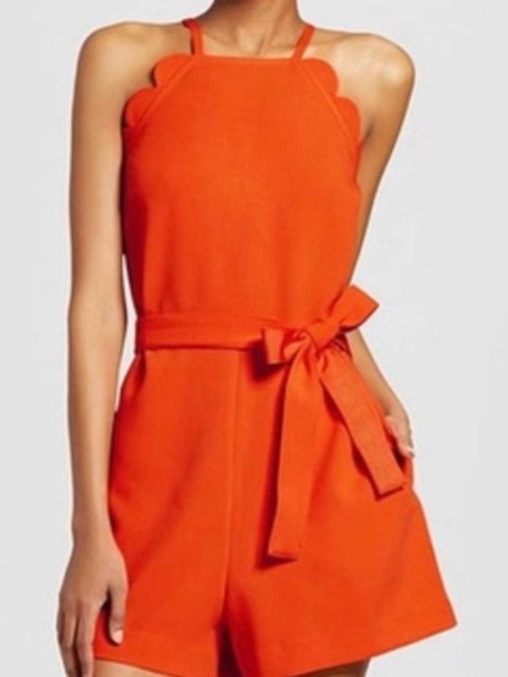 Victoria Beckham for Target Orange Scalloped Halter Romper